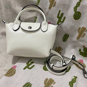 Longchamp White Leather Tote